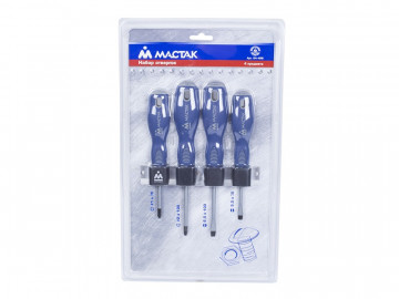 Набор отвёрток с держателем, 4 предмета МАСТАК 04-4RB