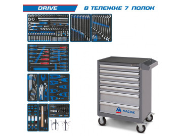 KING TONY Набор инструментов DRIVE в серой тележке, 251 пр. 934-251AMG