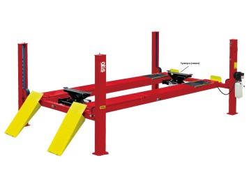 Четырехстоечный электрогидравлический подъемник с удлиненными платформами, под сход-развал, грузоподъемность 6.5 т, пневматическое управление ATIS A465AE (PEAK 414AE)